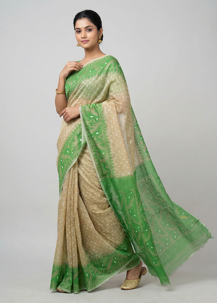 White Jamdani Cotton Saree Without Blouse Piece