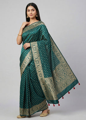 Green Dupion Silk Saree With Blouse Piece