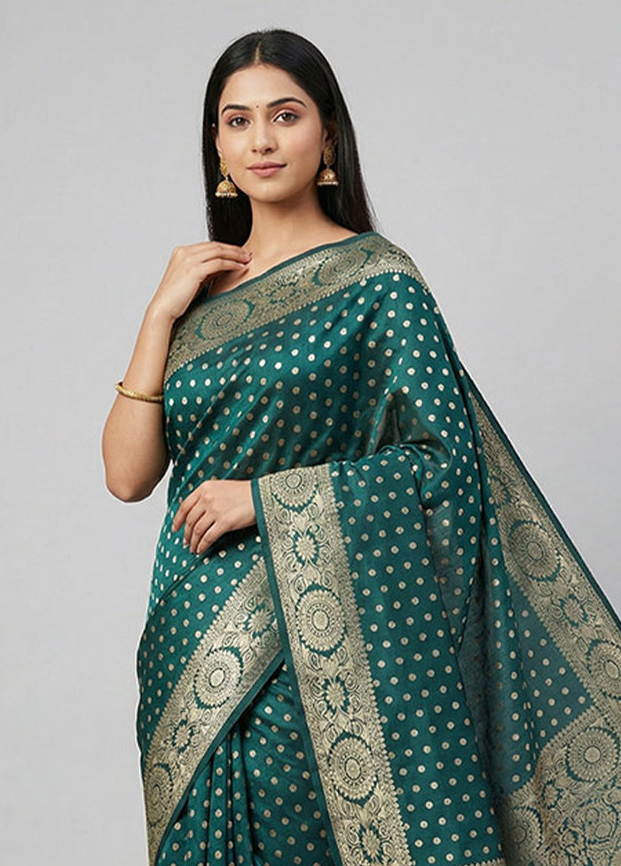 Green Dupion Silk Saree With Blouse Piece