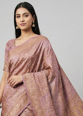 Purple Jamewar Silk Saree With Blouse Piece