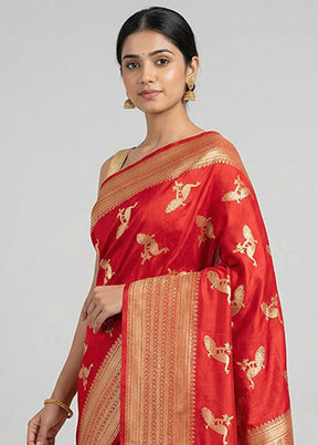 Pink Dupion Silk Saree With Blouse Piece