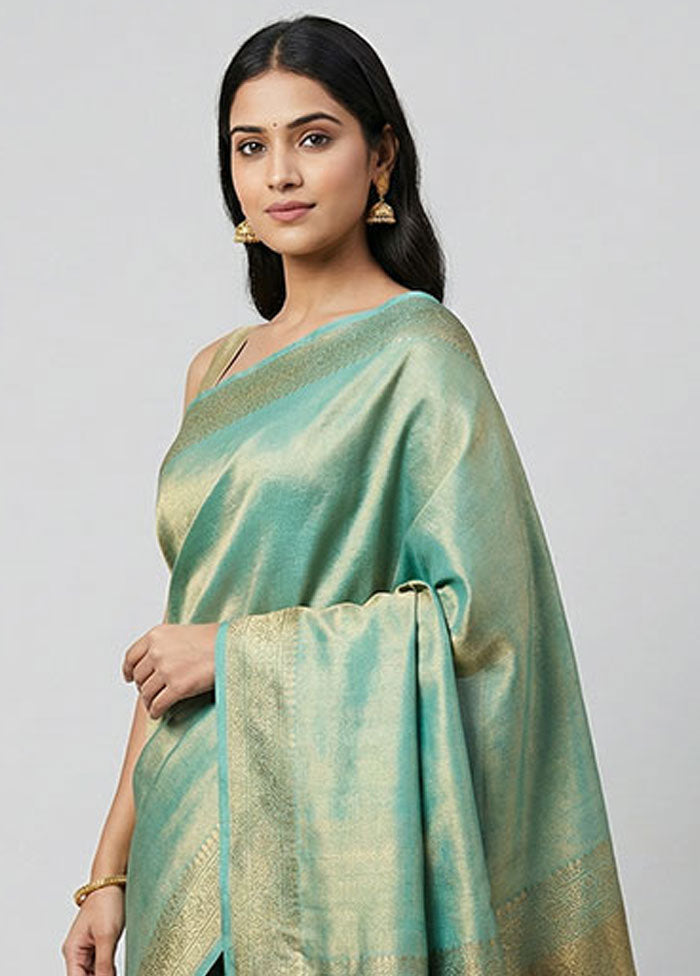 Green Tissue Silk Saree With Blouse Piece