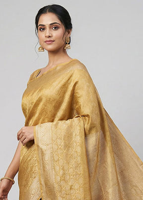 Yellow Tissue Silk Saree With Blouse Piece