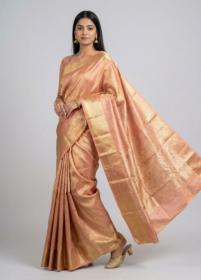 Pink Tissue Silk Saree With Blouse Piece