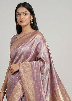 Purple Tissue Silk Saree With Blouse Piece