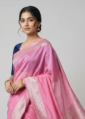 Pink Cotton Saree With Blouse Piece