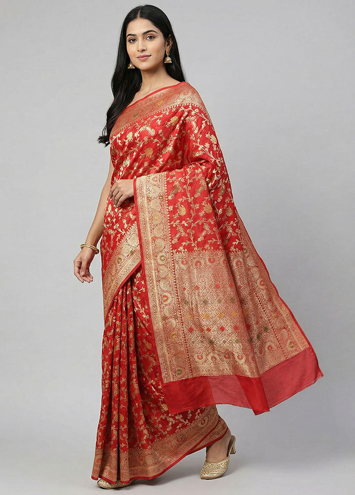 Pink Dupion Silk Saree With Blouse Piece