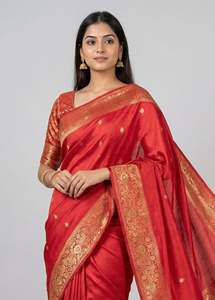 Pink Dupion Silk Saree With Blouse Piece