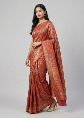 Pink Dupion Silk Saree With Blouse Piece