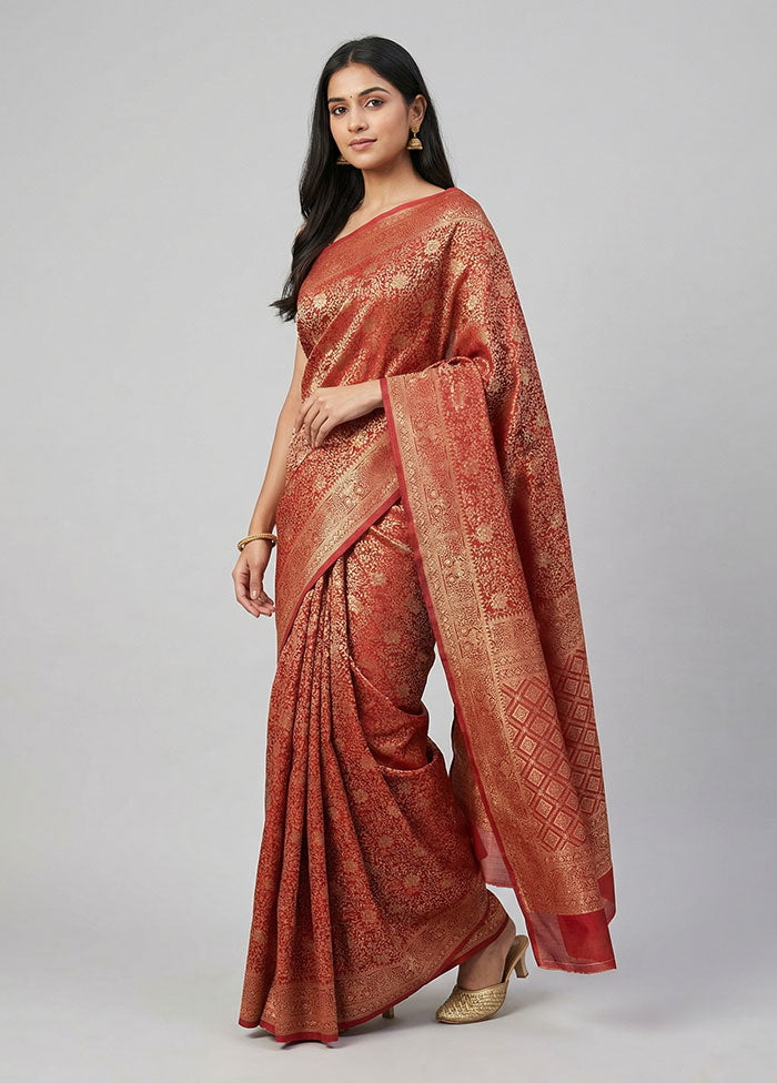 Pink Dupion Silk Saree With Blouse Piece
