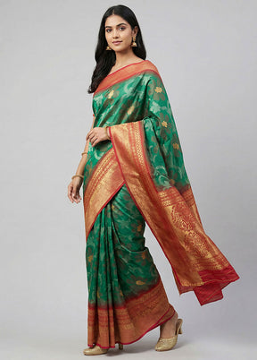Multicolor Dupion Silk Saree With Blouse Piece