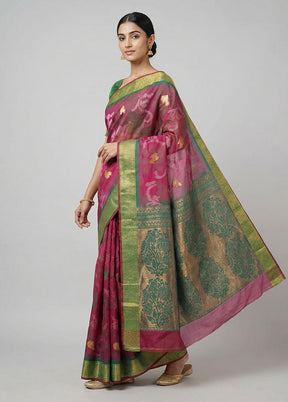 Multicolor Dupion Silk Saree With Blouse Piece