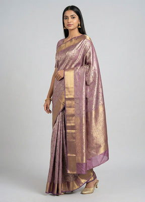 Purple Tissue Silk Saree With Blouse Piece
