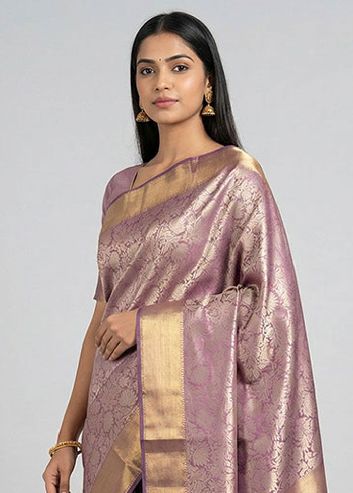 Purple Tissue Silk Saree With Blouse Piece