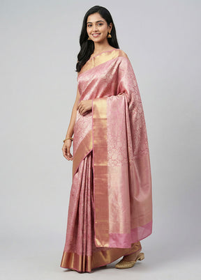 Pink Tissue Silk Saree With Blouse Piece