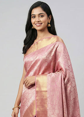 Pink Tissue Silk Saree With Blouse Piece