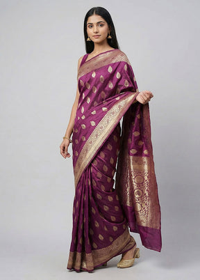 Maroon Dupion Silk Saree With Blouse Piece