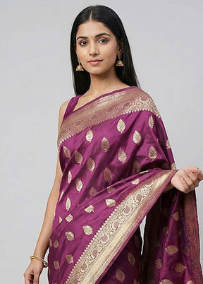 Maroon Dupion Silk Saree With Blouse Piece