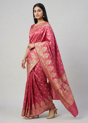 Pink Dupion Silk Saree With Blouse Piece