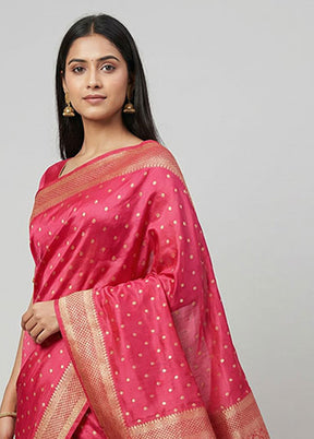 Pink Dupion Silk Saree With Blouse Piece