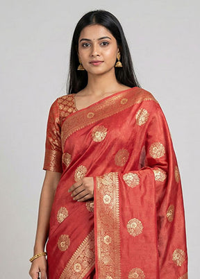 Pink Dupion Silk Saree With Blouse Piece
