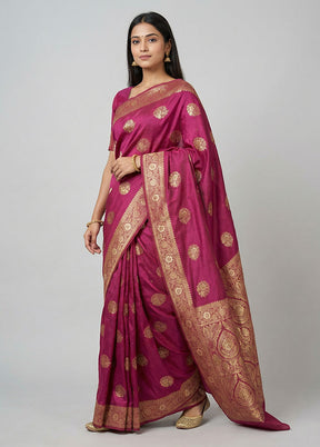 Maroon Dupion Silk Saree With Blouse Piece