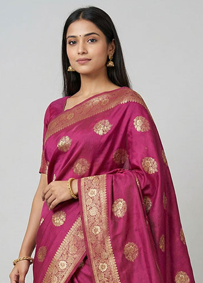 Maroon Dupion Silk Saree With Blouse Piece