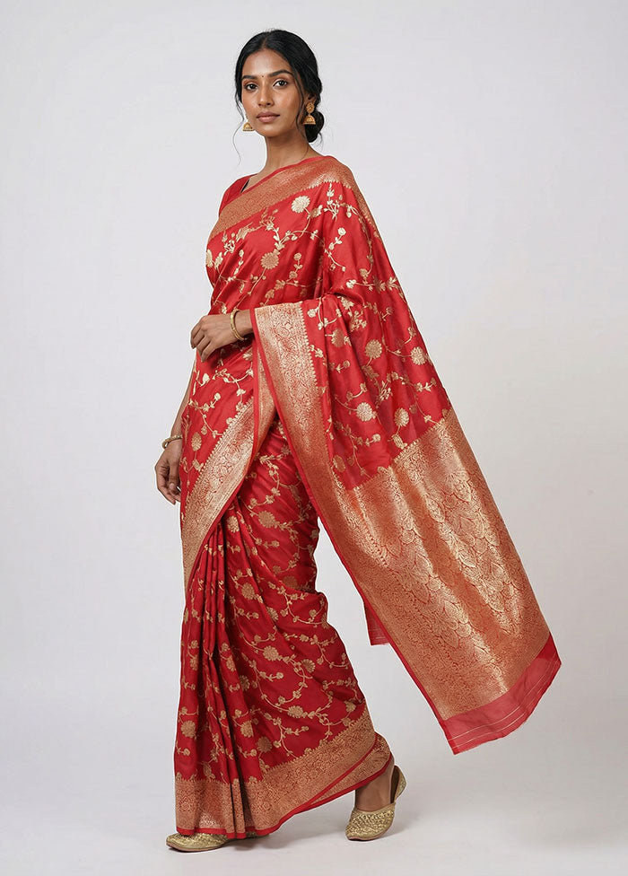 Pink Dupion Silk Saree With Blouse Piece