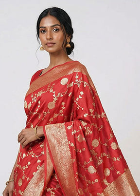 Pink Dupion Silk Saree With Blouse Piece