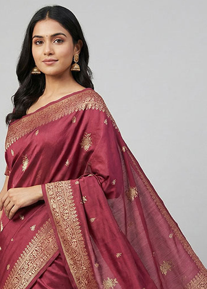 Pink Dupion Silk Saree With Blouse Piece