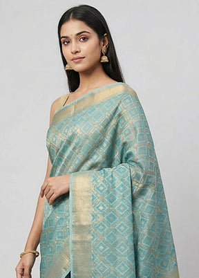 Green Kora Silk Saree With Blouse Piece