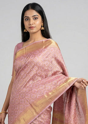 Pink Kora Silk Saree With Blouse Piece