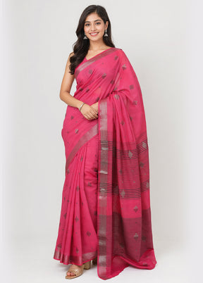 Pink Dupion Silk Saree With Blouse Piece