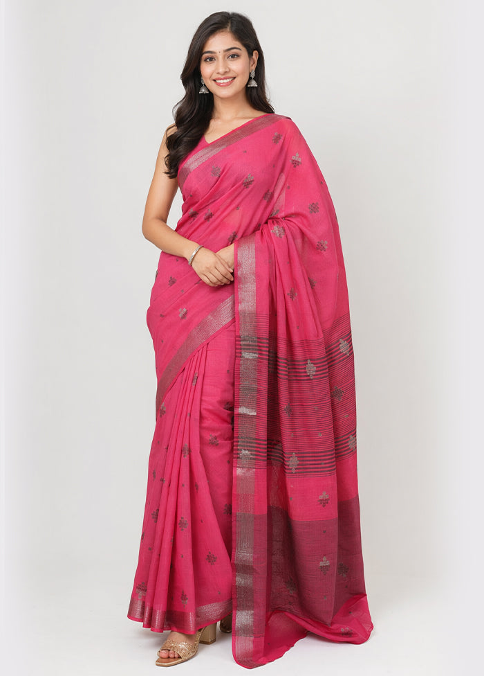 Pink Dupion Silk Saree With Blouse Piece