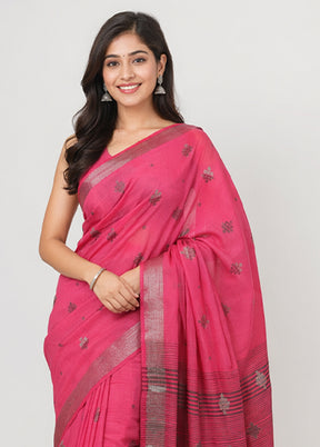 Pink Dupion Silk Saree With Blouse Piece