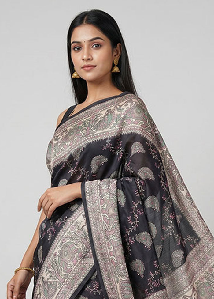 Maroon Dupion Silk Saree With Blouse Piece