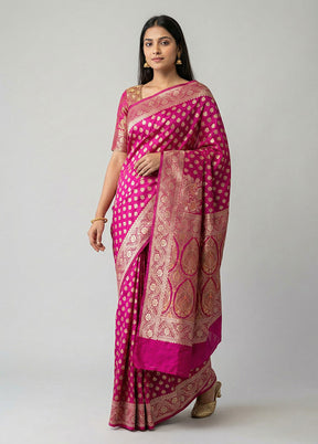 Pink Dupion Silk Saree With Blouse Piece