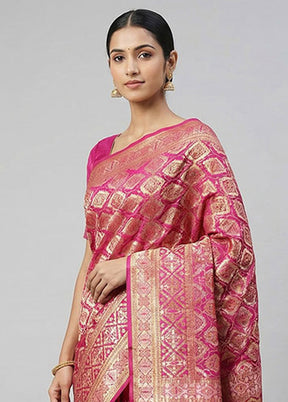 Pink Dupion Silk Saree With Blouse Piece