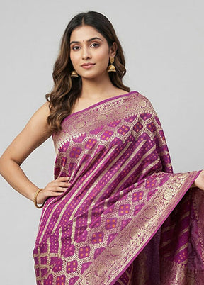 Purple Dupion Silk Saree With Blouse Piece