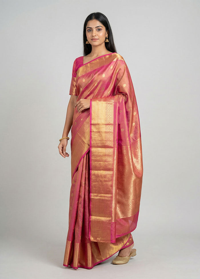 Orange Dupion Silk Saree With Blouse Piece