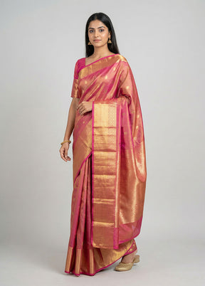 Orange Dupion Silk Saree With Blouse Piece