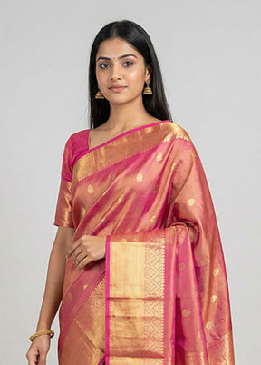 Orange Dupion Silk Saree With Blouse Piece