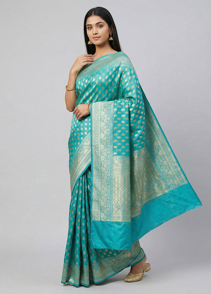 Green Dupion Silk Saree With Blouse Piece