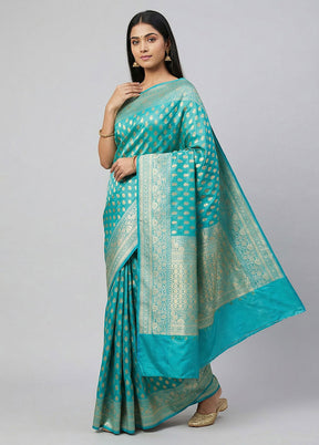 Green Dupion Silk Saree With Blouse Piece