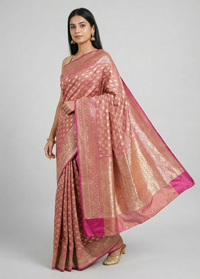 Pink Dupion Silk Saree With Blouse Piece