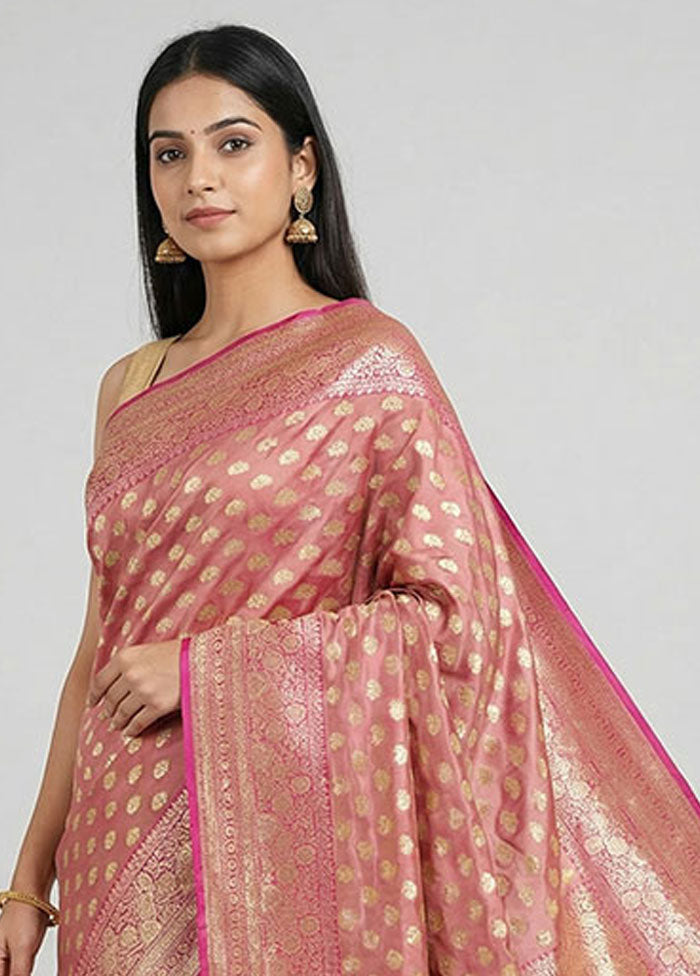 Pink Dupion Silk Saree With Blouse Piece