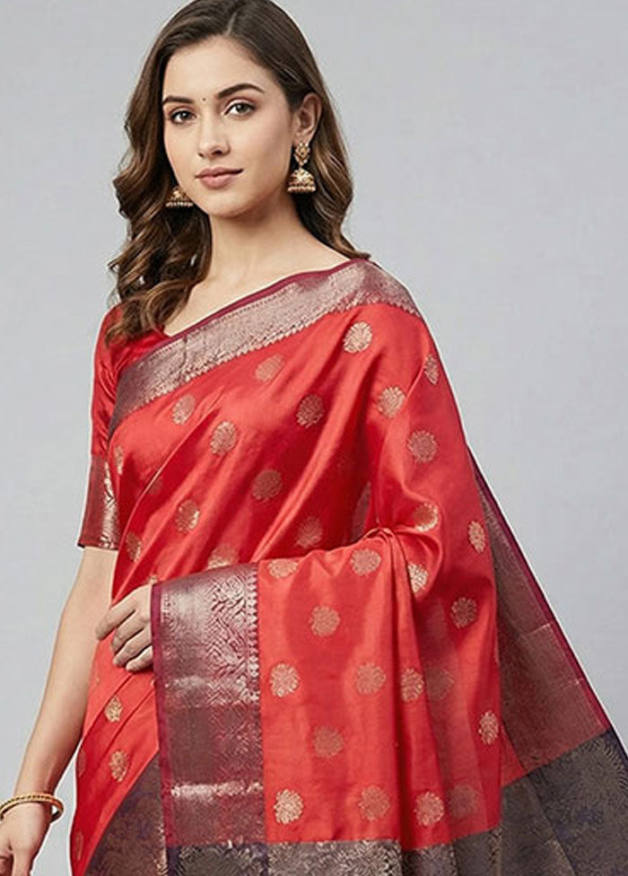 Pink Dupion Silk Saree With Blouse Piece