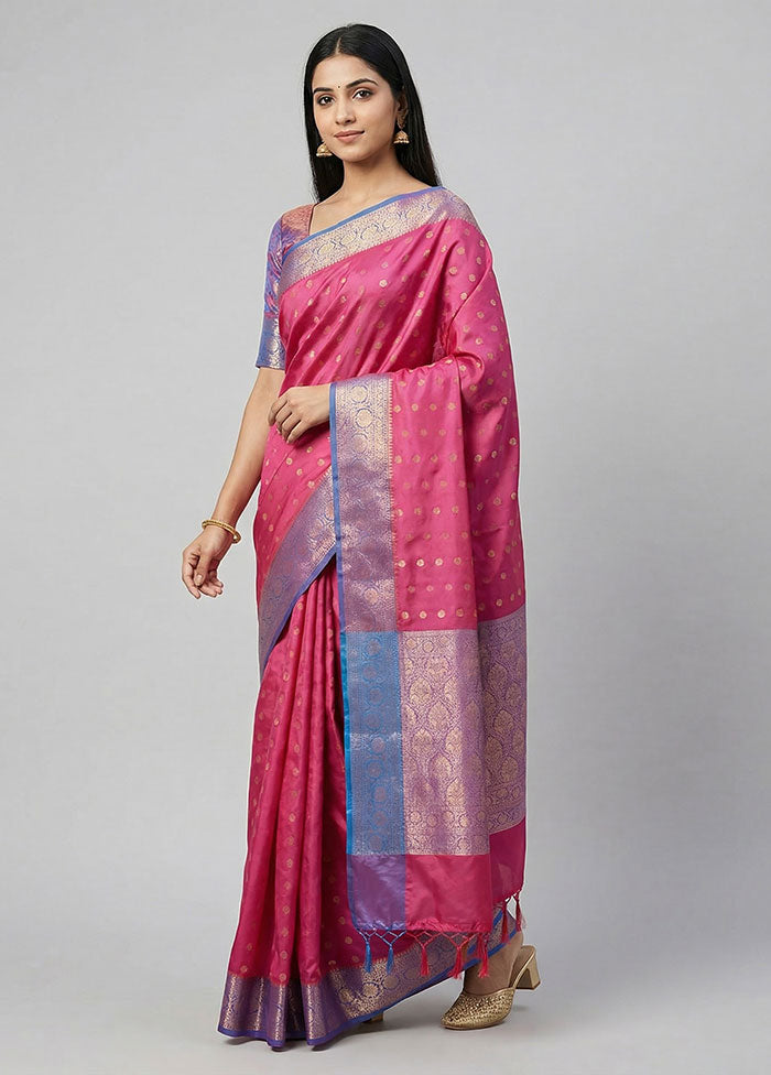 Purple Dupion Silk Saree With Blouse Piece