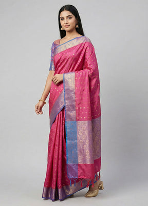 Purple Dupion Silk Saree With Blouse Piece