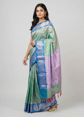 Green Dupion Silk Saree With Blouse Piece